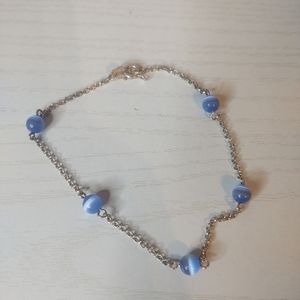 Silver and blue bracelet. 8 1/2 inches